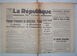 JOURNAL LA REPUBLIQUE DU CENTRE -  SAMEDI  3  MAI 1941  -  COMPLET Sans DECHIRURE - - Allgemeine Literatur