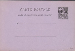 1892. SAINT-PIERRE-MIQUELON. CARTE PPOSTALE SPM / 10 C. COLONIES POSTES REP. FRANCAISE .  - JF440828 - Lettres & Documents