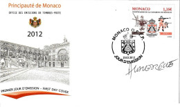 Monaco Fdc Centenaire De La Carabine De Monaco Signé Par L'Artiste - Otros & Sin Clasificación