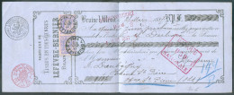 Traite De BRAINE L'ALLEUD Le 25 Mars 1887 De 500 Frs Pour Haine-St-Pierre Et Affranchie à 50 Centimes (N°48 X 2 Obl. Sc - 1884-1891 Leopold II