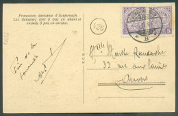 5c. Violet (paire) Obl. Dc LUXEMBOURG-VILLE Sur CP Du 1-9-1927 Vers Anvers.  TB  -  20256 - 1907-24 Coat Of Arms