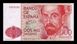 España Spain 2000 Pesetas J. Ramón Jiménez 1980 Pick 159 Sin Serie Capicua Sc Unc - [ 4] 1975-… : Juan Carlos I