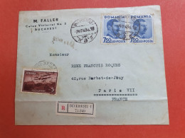 Roumanie - Enveloppe En Recommandé De Bucarest Pour Paris Par Avion En 1936 - Réf 1035 - Briefe U. Dokumente