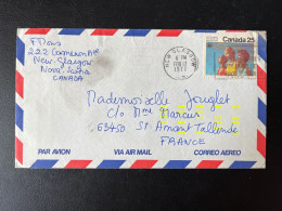 ENVELOPPE CANADA NEW GLASGOW 1977 POUR ST AMANT TALLENDE FRANCE - Cartas & Documentos