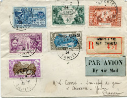 OCEANIE LETTRE RECOMMANDEE PAR AVION DEPART PAPEETE 10-8-34 ILE TAHITI POUR LA FRANCE - Covers & Documents