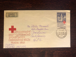 CZECHOSLOVAKIA TRAVELLED COVER LETTER TO USA FDC  WITH SPECIAL CANCELLATION 1961 YEAR  RED CROSS HEALTH MEDICINE - Storia Postale