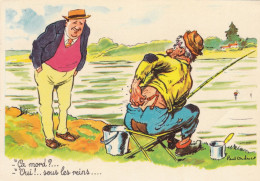 ILLUSTRATEURS. HUMOUR.  ILLUSTRATION SIGNÉE P. ORDNER .PECHEUR. " PECHE ET COUP DE SOLEIL ! ". ANNEE 1970 + TEXTE - Ordner, P.