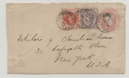 Devant Entier Postal EP GRANDE BRETAGNE Front Side Postal Stationery GREAT BRITAIN 1895 CATERHAM VALLEY > USA New York - Covers & Documents