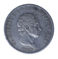 Royaume De Sardaigne - 5 Lire Charles Félix 1827 - Gênes - Italian Piedmont-Sardinia-Savoie