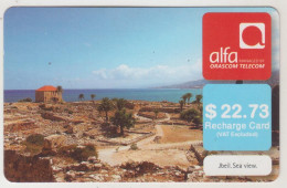 LEBANON - Jbeil Sea View , Alfa Recharge Card 22.73$, Exp.date 10/10/13, Used - Lebanon