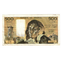 France, 500 Francs, Pascal, 1974, P.44, TTB, Fayette:71.12, KM:156c - 500 F 1968-1993 ''Pascal''