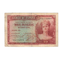 Billet, Espagne, 10 Pesetas, 1935, KM:86a, TB - 10 Pesetas