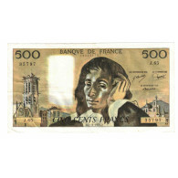 France, 500 Francs, Pascal, 1976, J.65, TTB, Fayette:71.15, KM:156d - 500 F 1968-1993 ''Pascal''