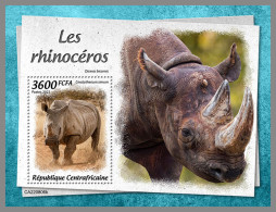 CENTRAL AFRICAN 2022 MNH Rhinos Nashörner Rhinoceros S/S - OFFICIAL ISSUE - DHQ2323 - Rhinozerosse