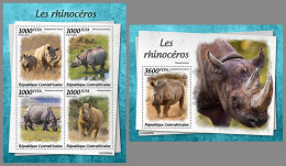 CENTRAL AFRICAN 2022 MNH Rhinos Nashörner Rhinoceros M/S+S/S - OFFICIAL ISSUE - DHQ2323 - Rhinozerosse