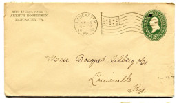 RC 25384 ETATS UNIS USA 1898 ENTIER POSTAL DE LANCASTER FLAG CANCEL POUR LOUISVILLE - ...-1900