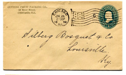 RC 25389 ETATS UNIS USA 1898 ENTIER POSTAL DE CHICAGO FLAG CANCEL LETTRE "G" POUR LOUISVILLE - ...-1900