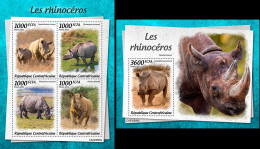 Centrafrica 2022, Animals, Rhino, 4val In BF+BF - Rhinozerosse