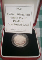 Great Britain UK 1998 £1 One Piedfort Pound Coin - Silver Proof - Mint Sets & Proof Sets