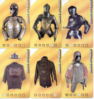 POLAND - MAGNETIC CARD - ARMY MUSEUM - KNIGHT'S ARMOUR - FULL SET 6 CARDS - Poland