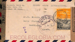 Ad6226 - HAVANA - Postal History - COVER To SPAIN 1945 - 3 Different CENSORS! - Briefe U. Dokumente