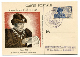 RC 24420 FRANCE COTE 35€ N° 743 - 1945 JOURNÉE DU TIMBRE SUR CARTRE MAXIMUM FDC 1er JOUR - 1940-1949