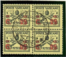 Vaticano 1931 " Giallino" In Quartina Usato - Used Stamps