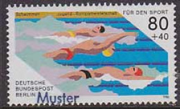 GERMANY (Berlin)(1986) Swimmers. Overprinted MUSTER (specimen). Scott No 9NB232, Yvert No 712. - Varietà E Curiosità