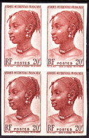 FRENCH WEST AFRICA(1947) Agni Woman. Imperforate Block Of 4. Scott No 53, Yvert No 42. - Autres & Non Classés