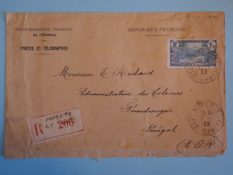 BT18 OCEANIE BELLE LETTRE RECO.RARE 1932  PAPEETE TAHITI A FOUNDIOUNE SENEGAL  +N°75 +AFFR  INTERESSANT++ - Storia Postale