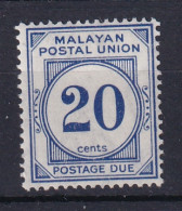 Malayan Postal Union: 1945/49   Postage Due   SG D13     20c       MH - Malayan Postal Union