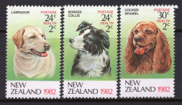 New Zealand 1982 Health - Dogs Set HM (SG 1270-1272) - Unused Stamps