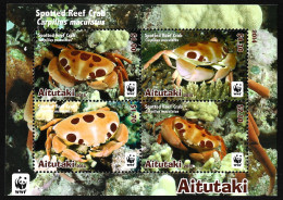 MARINE LIFE Aitutaki 2014 Crustaceans MNH Full Set WWF Crab Undersea Ocean Diving Nature Fauna Luxe Stamps Block SG# 827 - Crustaceans