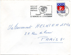 MORBIHAN - Dépt N° 56 = PONTIVY 1968 = FLAMME Codée = SECAP ' PENSEZ  à INDIQUER NUMERO DEPARTEMENT ' = Pensée N° 2 - Postleitzahl