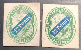 TAMMERFORS LOKALPOST Original 1866-1872 12 Penni Tampere City Post LOT 1-2 (Finland Local Finlande Poste Locale - Local Post Stamps