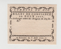 Commune De Die: Bon Ou Billet De Confiance De 2 Sous, émission Du 5 Aout 1792 - Assignats & Mandats Territoriaux