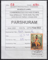 First Day Cancel Packing Slip / Bundel Label Of  Parashuram 2023, Hinduism,  - Hindoeïsme