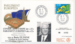 FRANCE - Env 2,30 Conseil Europe - Cad Conseil De L' Europe Strasbourg 15/4/1991 - Illus. Boris Eltsine (Soviet Suprême) - Covers & Documents