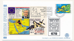 FRANCE - Env 2,30 Conseil Europe OMEC Session Parlement Eur. Strasbourg 21/1/1991 - Illust Guerre Du Golfe - Lettres & Documents