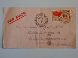 BT20 MADAGASCAR  BELLE LETTRE RR  1937 TANANARIVE A ROUBAIX FRANCE+ PA N°7+AFF. PLAISANT  ++ - Briefe U. Dokumente