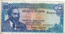 KENYA 20 SHILLINGS 1974  P-13a  CIRC. - Kenya