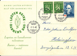 Finland Postcard Special Postmark And Cachet Helsinki 17-5-1948 BARNENS DAG - Covers & Documents