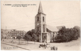 59. RAISMES. Le Clocher ébréché Par Un Obus Et La Place De L'Eglise. 1 - Raismes