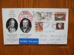 1990 CANADA TO RUSSIA USSR ESTONIA AIR MAIL  COVER POSTMASTERS OF TORONTO , 11-13 - Brieven En Documenten