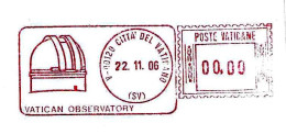 VATICANO - 2006 Osservatorio Vaticano - Ema Affrancatura Meccanica Rossa Red Meter Su Busta Non Viaggiata - 1883 - Macchine Per Obliterare (EMA)