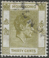 Hong Kong. 1938-52 KGVI. 30c Olive Used. P14½X14. SG 151a - Ongebruikt