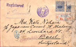 Aa6941 - JAPAN - Postal History - Censored REGISTERED COVER To SWITZERLAND 1916 - Lettres & Documents