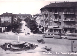 21056 " MONCALIERI E P,ZA STAZIONE " ANIMATA-OMNIBUS CON RIMORCHIO-VERA FOTO-CARTOLINA POSTALE SPED.1952 - Moncalieri