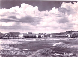 21082 " FANO-HOTEL LIDO " VISTA DAL MARE-VERA FOTO-CARTOLINA POSTALE SPED.1955 - Fano