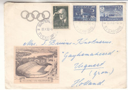Finlande - Lettre De 1952 - Oblit Suomenlinna - Musique - Sibelius - Sur Enveloppe Jeux Olympiques 1952 - Avec Vignette - Covers & Documents